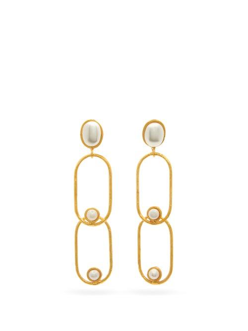 Matchesfashion.com Sylvia Toledano - Jackie Pearl Drop Clip Earrings - Womens - Gold
