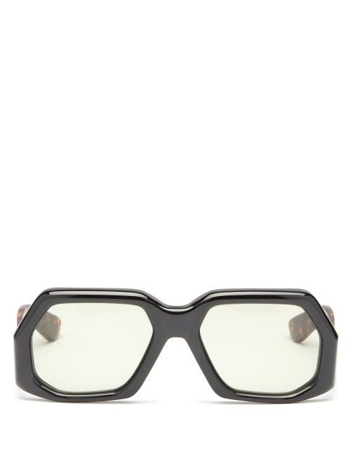 Matchesfashion.com Jacques Marie Mage - Edie Square Acetate Sunglasses - Mens - Black