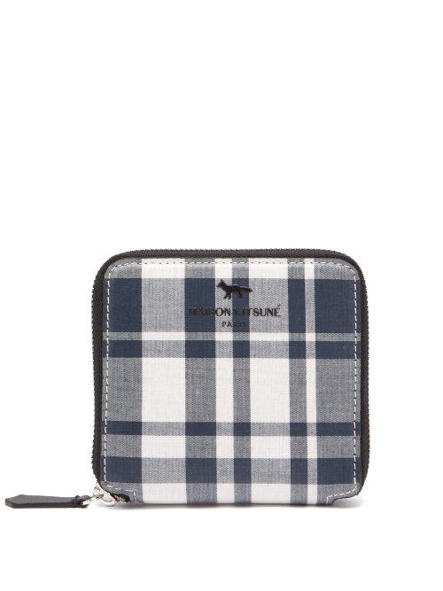 Matchesfashion.com Maison Kitsun - Checked Zip Around Wallet - Mens - Navy