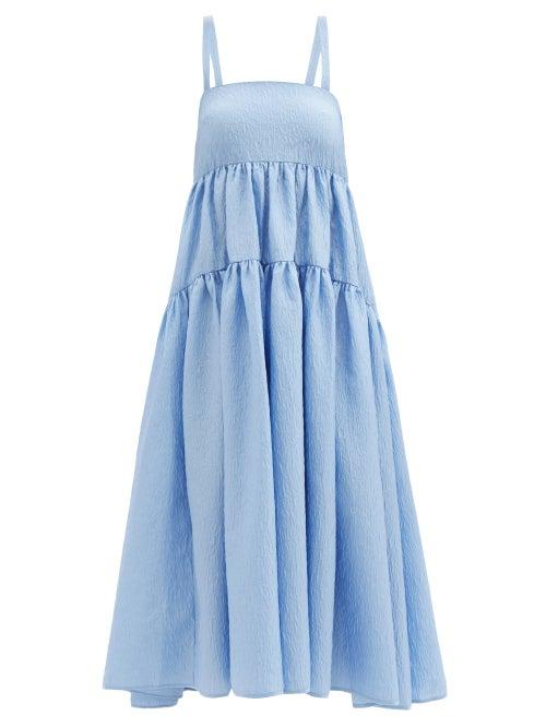 Cecilie Bahnsen - Johanna Cutout-back Tiered Matelass Dress - Womens - Blue