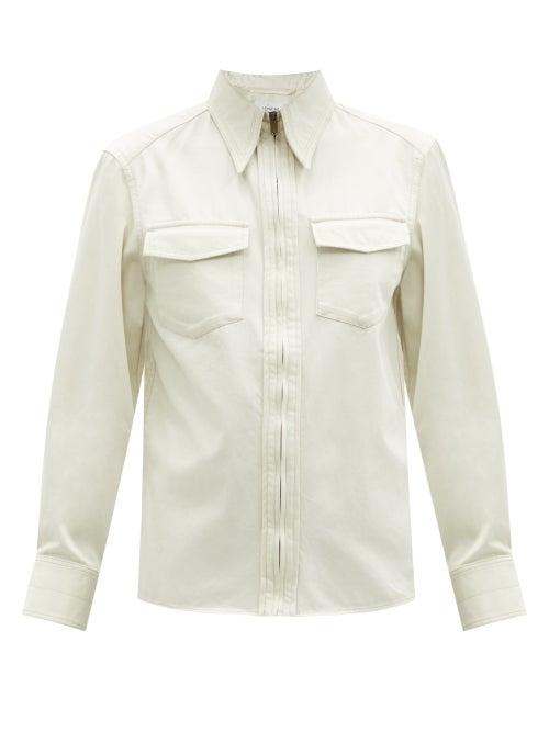 Matchesfashion.com Lemaire - Point-collar Zip-front Cotton-twill Shirt - Womens - Ivory