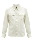 Matchesfashion.com Lemaire - Point-collar Zip-front Cotton-twill Shirt - Womens - Ivory