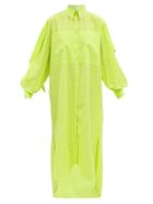 Ladies Rtw Matty Bovan - Puffed-sleeve Cotton-poplin Shirt Dress - Womens - Green