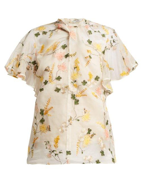 Matchesfashion.com Erdem - Kirwin Mariko Meadow Silk Organza Blouse - Womens - White Multi