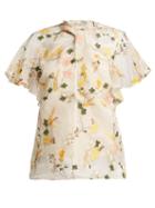 Matchesfashion.com Erdem - Kirwin Mariko Meadow Silk Organza Blouse - Womens - White Multi