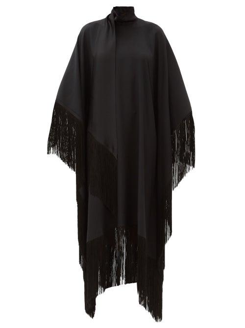 Matchesfashion.com Taller Marmo - Mrs Ross High-neck Fringed Crepe Kaftan - Womens - Black