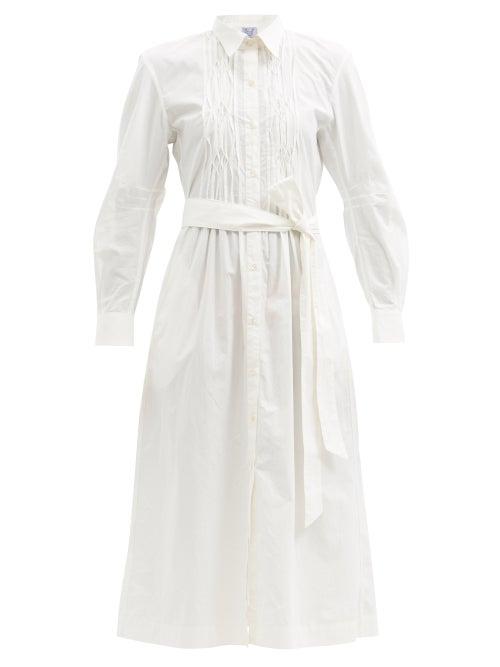 Matchesfashion.com Thierry Colson - Wilda Pintucked Cotton-poplin Shirt Dress - Womens - White