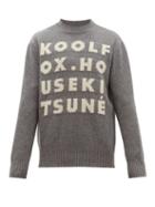 Matchesfashion.com Maison Kitsun - Kool Fox Jacquard Motif Sweater - Mens - Grey