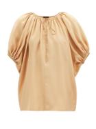 Joseph - Briela Gathered Silk-habotai Top - Womens - Cream