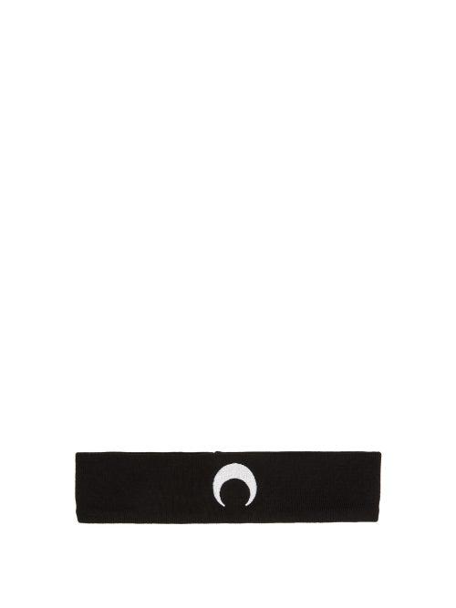 Matchesfashion.com Marine Serre - Moon Embroidered Cotton Blend Headband - Womens - Black