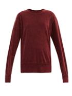 Matchesfashion.com Les Tien - Round-neck Cotton-blend Velour Sweatshirt - Womens - Burgundy