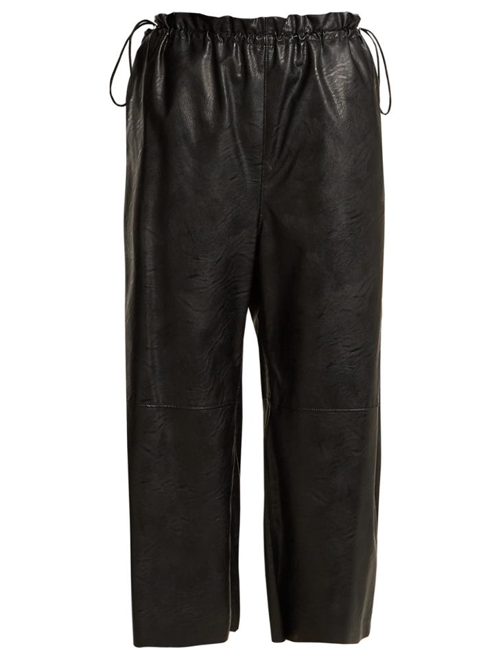 Mm6 By Maison Margiela Drawstring-waist Faux-leather Cropped Trousers