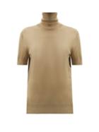 Matchesfashion.com Dolce & Gabbana - Short-sleeved Roll-neck Wool Sweater - Womens - Camel