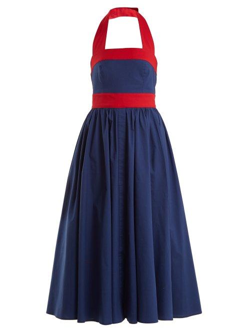 Matchesfashion.com Staud - Waikiki Cotton Blend Dress - Womens - Blue