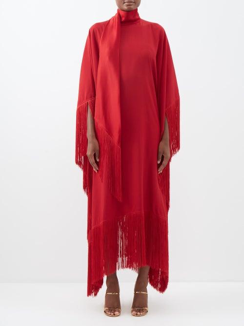 Taller Marmo - Mrs. Ross Scarf Fringed Crepe Kaftan Dress - Womens - Red