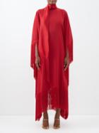 Taller Marmo - Mrs. Ross Scarf Fringed Crepe Kaftan Dress - Womens - Red