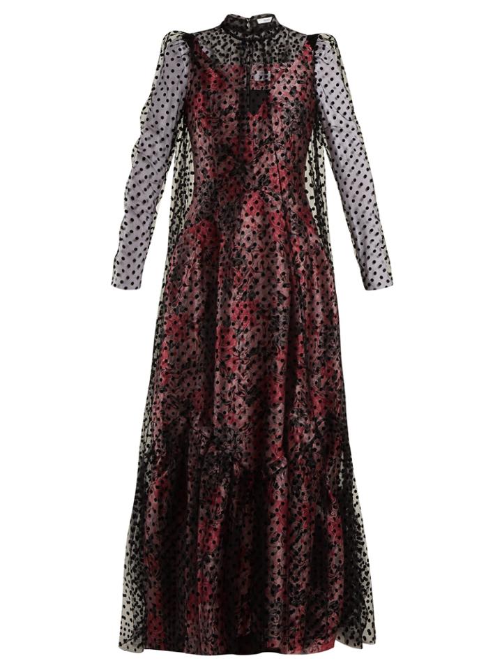Erdem Eilian Tulle-overlay Floral-jacquard Gown