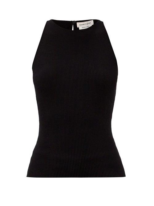 Matchesfashion.com Alexander Mcqueen - Round-neck Ottoman Tank Top - Womens - Black