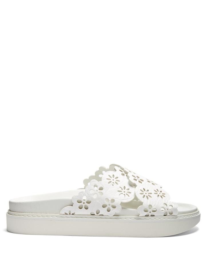 Simone Rocha Flower-embellished Leather Slides