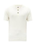 Matchesfashion.com King & Tuckfield - Diamond Garter-stitched Merino Polo Shirt - Mens - White