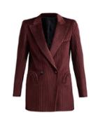 Matchesfashion.com Blaz Milano - Cool Feeling Double Breasted Striped Velvet Blazer - Womens - Burgundy Multi