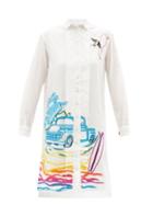 Matchesfashion.com Kilometre Paris - La Jolla Embroidered Cotton Shirt Dress - Womens - White Multi