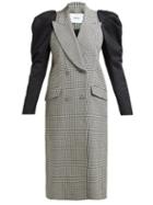 Matchesfashion.com Erdem - Albert Contrast Sleeve Checked Cotton Blend Coat - Womens - Black White