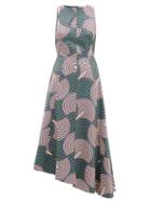 Matchesfashion.com La Doublej - Pina Slinky Print Cotton Blend Midi Dress - Womens - Green Multi