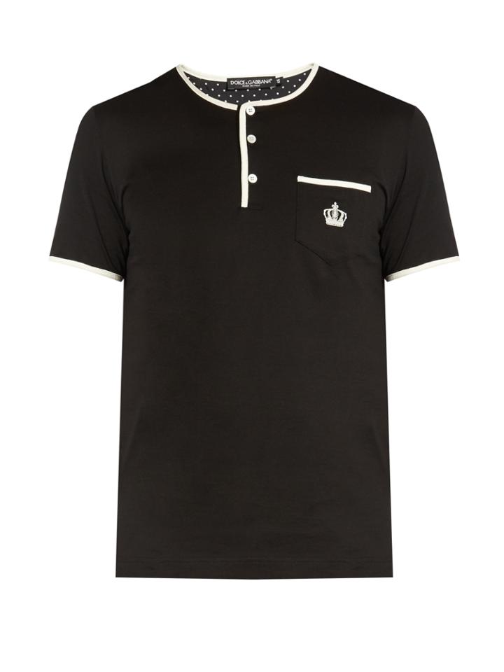 Dolce & Gabbana Contrast-trim Short-sleeved Henley T-shirt