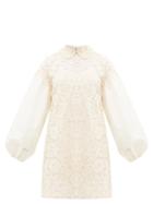 Matchesfashion.com Valentino - Balloon-sleeve Lace Mini Dress - Womens - Ivory
