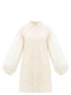 Matchesfashion.com Valentino - Balloon-sleeve Lace Mini Dress - Womens - Ivory
