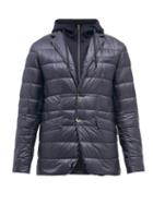 Mens Rtw Herno - Hooded Quilted Down Jacket - Mens - Navy