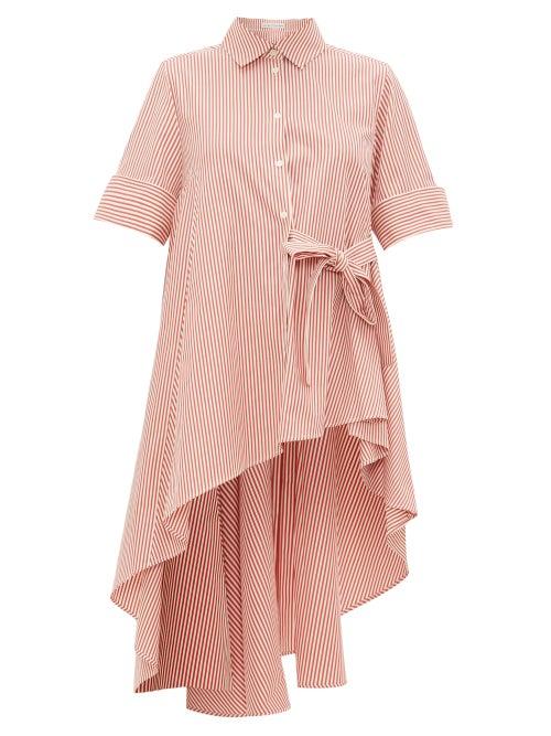 Matchesfashion.com Palmer//harding - Super Asymmetric Striped Cotton Shirt - Womens - Red White