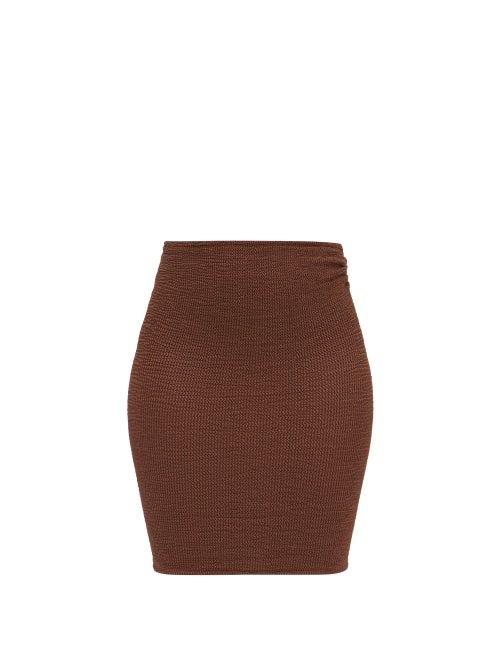 Hunza G - Crinkle-knit Mini Skirt - Womens - Brown