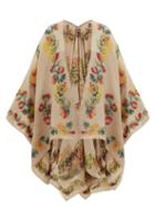 Matchesfashion.com Etro - Floral Embroidery Woven Cape - Womens - Pink Multi