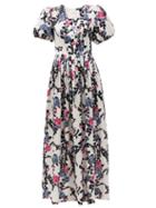 Matchesfashion.com La Doublej - Persephone Floral-print Silk Maxi Dress - Womens - White Print