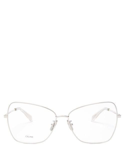 Matchesfashion.com Celine Eyewear - Butterfly Metal Glasses - Womens - Silver
