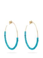 Matchesfashion.com Diane Kordas - Diamond, Turquoise & Rose Gold Hoop Earrings - Womens - Blue