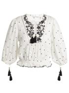 Matchesfashion.com Zimmermann - Tali Embroidered Linen Top - Womens - Ivory