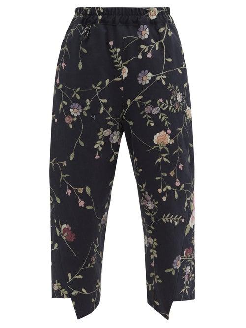 Matchesfashion.com By Walid - Artem Floral-jacquard Cotton-canvas Trousers - Womens - Black Multi