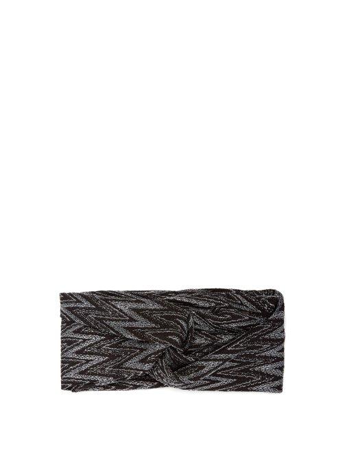 Matchesfashion.com Missoni - Front Twist Metallic Crochet Knit Headband - Womens - Black