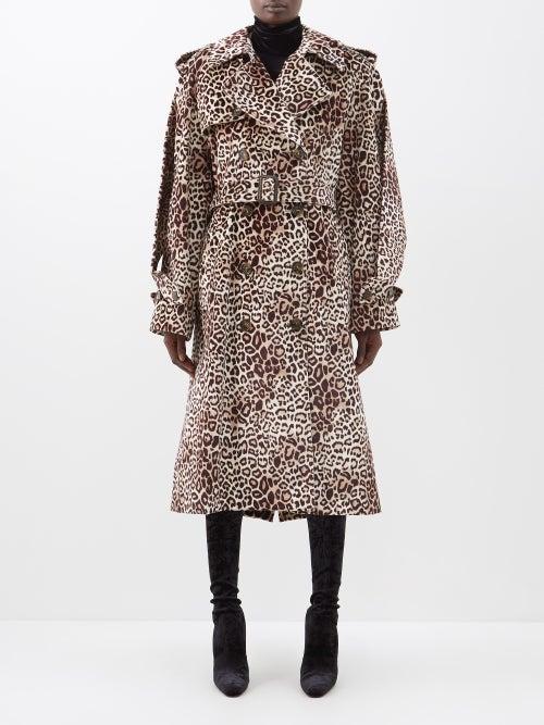 Alexandre Vauthier - Leopard-print Faille Trench Coat - Womens - Leopard