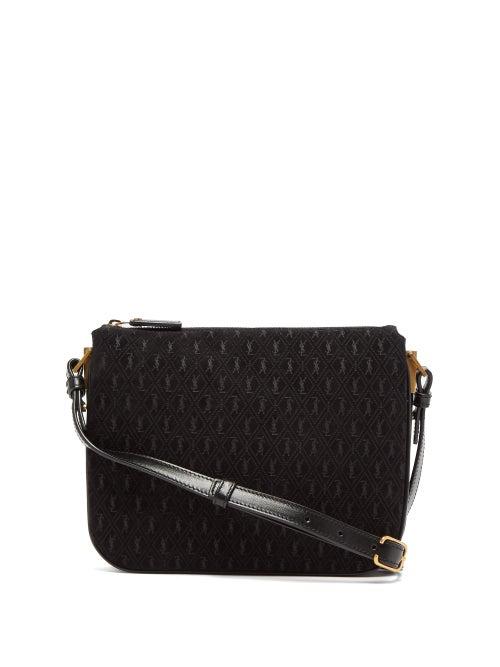 Matchesfashion.com Saint Laurent - Monogrammed Suede Cross Body Bag - Womens - Black