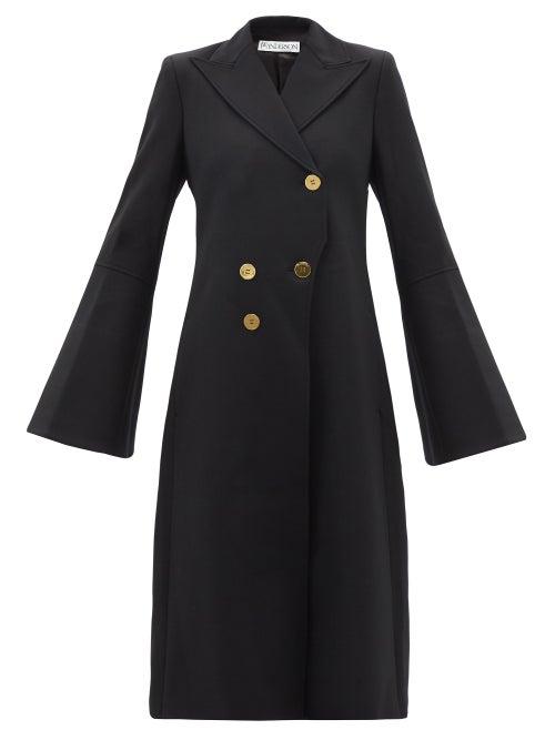 Jw Anderson - Asymmetric Double-breasted Wool-blend Coat - Womens - Black