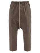 Matchesfashion.com Rick Owens - Cropped Drawstring Cotton Trousers - Mens - Beige