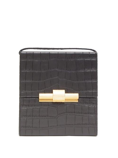 Matchesfashion.com Bottega Veneta - Daisey Crocodile Effect Leather Cross Body Bag - Womens - Black