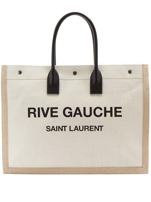 Matchesfashion.com Saint Laurent - Rive Gauche Print Canvas Tote - Womens - Black White