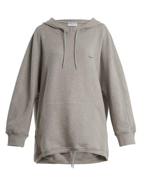 Matchesfashion.com Balenciaga - Cocoon Logo Embroidered Hooded Sweatshirt - Womens - Grey