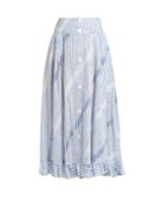 Matchesfashion.com Thierry Colson - Romane Stripe Print Cotton Voile Skirt - Womens - Blue Multi