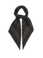 Matchesfashion.com Totme - Logo-embroidered Silk-twill Scarf - Womens - Black